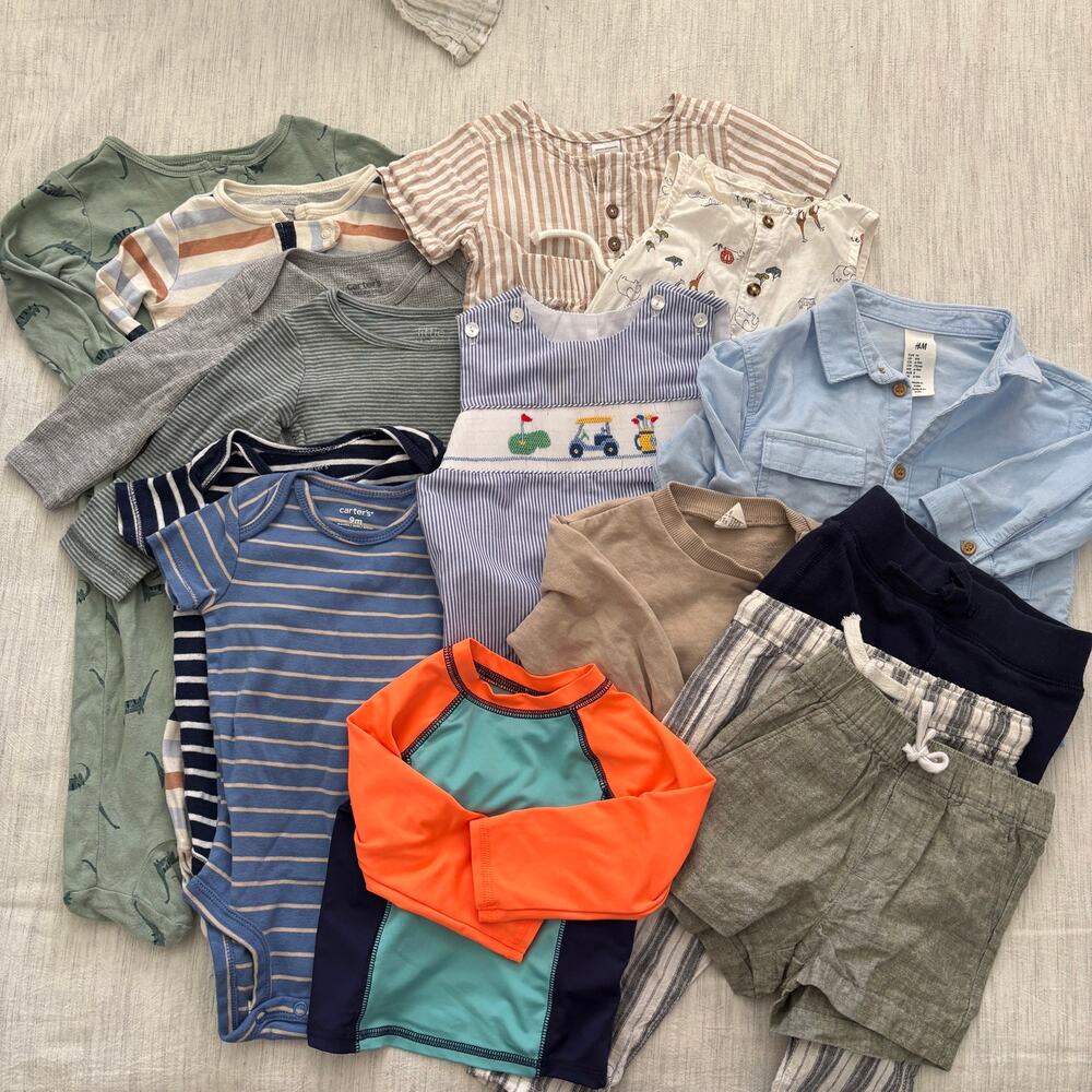 Lot of 16 items baby boy clothes 6 - 9 months from H&M Carters and Target
